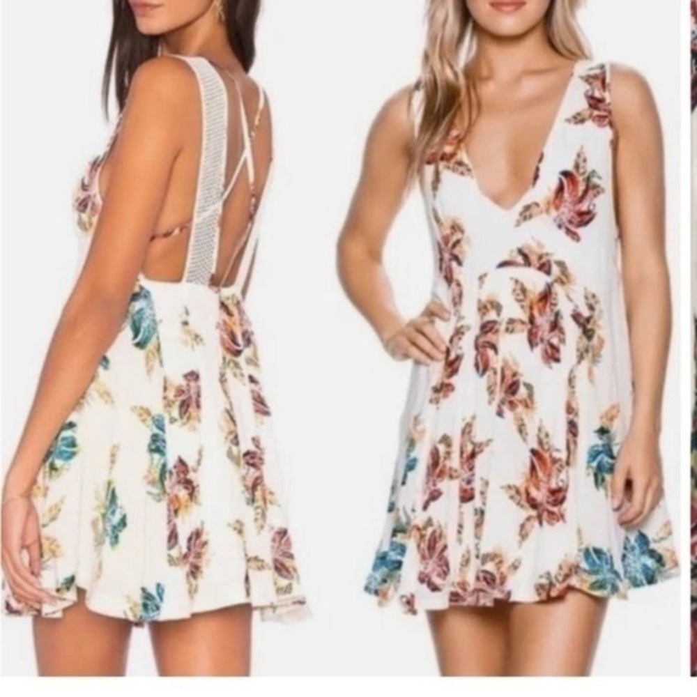 Free People NWT 'Thought I Was Dreamin' Strappy Floral Print Mini Dress Size L
